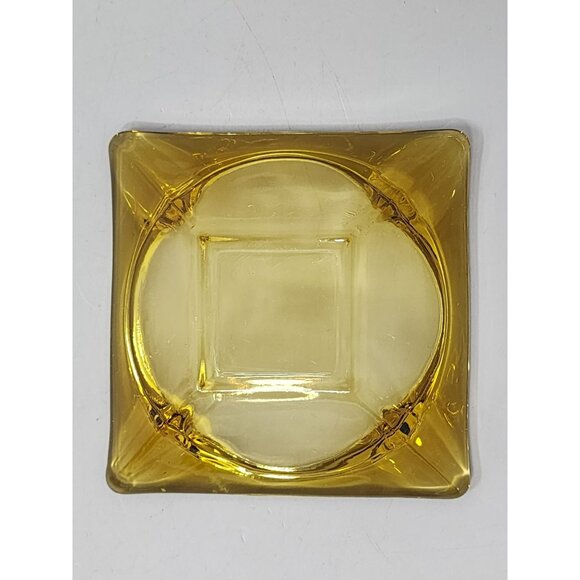 Vintage Amber Glass Square Collectible‎ Ashtray MCM - Picture 7 of 9
